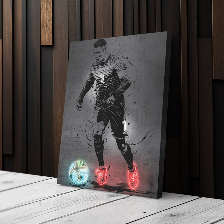 Cristiano Ronaldo Neon Canvas Art | Modern Wall Decor for Soccer Fans - CanvasNeon