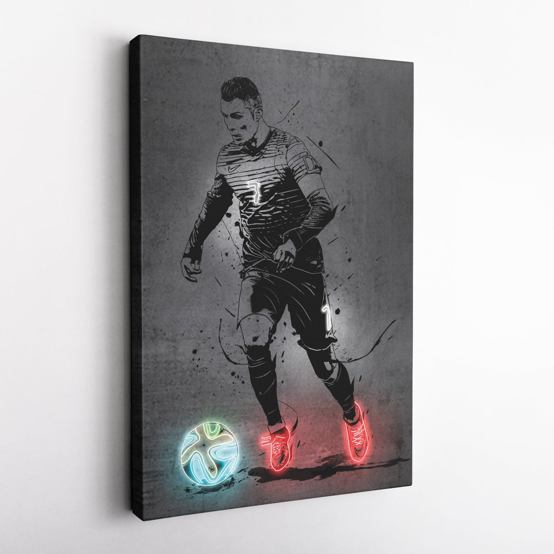 Cristiano Ronaldo Neon Canvas Art | Modern Wall Decor for Soccer Fans - CanvasNeon