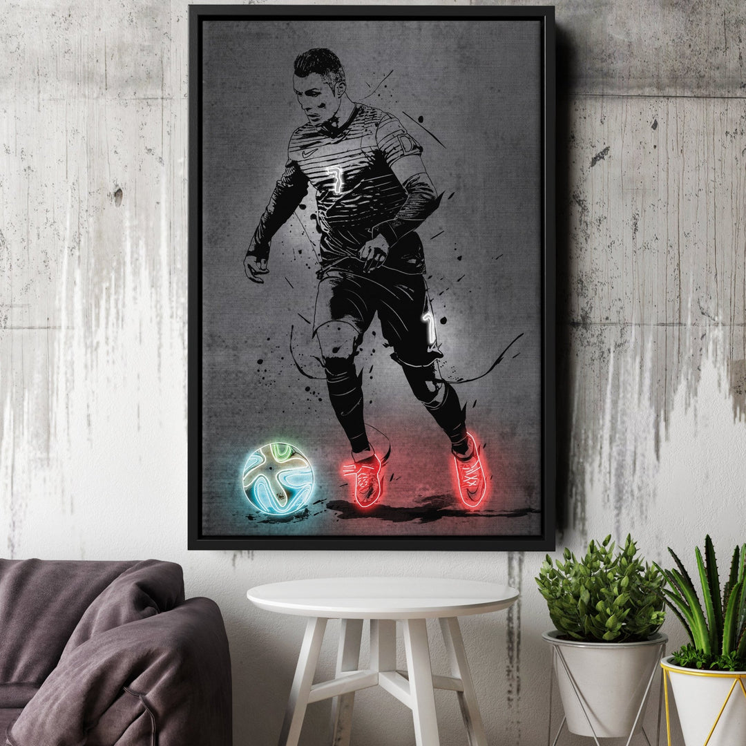 Cristiano Ronaldo Neon Canvas Art | Modern Wall Decor for Soccer Fans - CanvasNeon