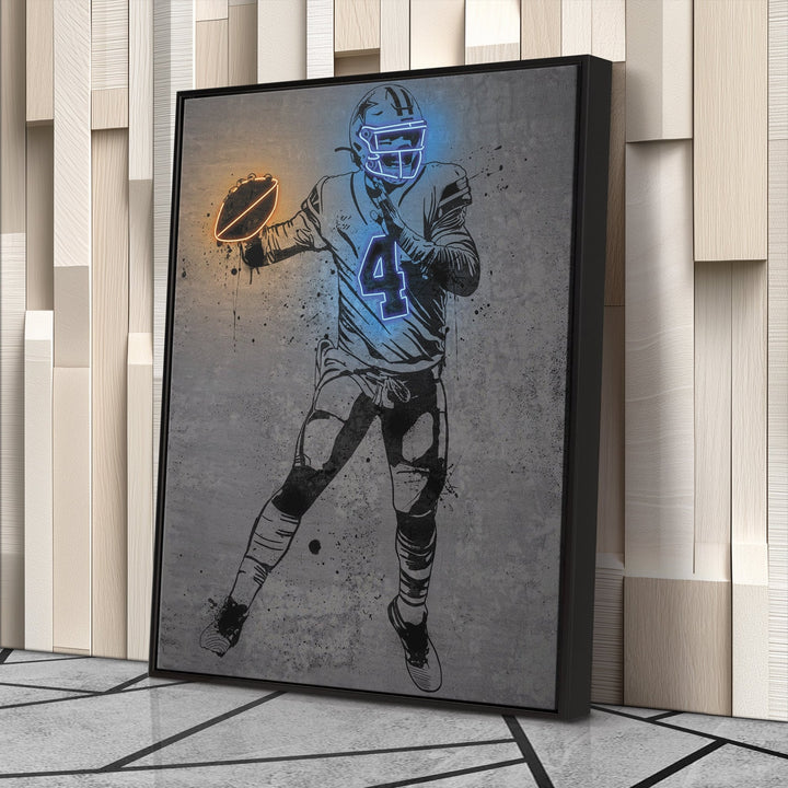 Dak Prescott Neon Canvas Art | Modern Wall Decor for Cowboys Fans - CanvasNeon