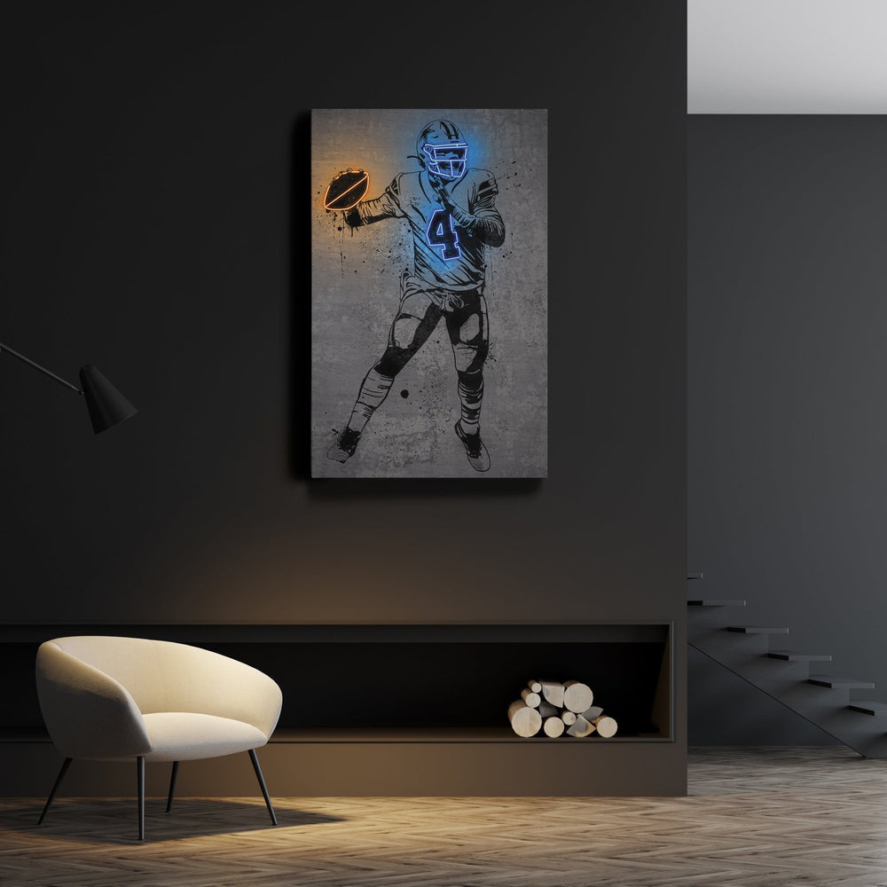 Dak Prescott Neon Canvas Art | Modern Wall Decor for Cowboys Fans - CanvasNeon