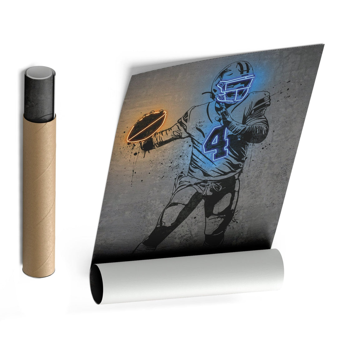 Dak Prescott Neon Canvas Art | Modern Wall Decor for Cowboys Fans - CanvasNeon