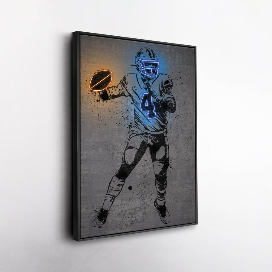 Dak Prescott Neon Canvas Art | Modern Wall Decor for Cowboys Fans - CanvasNeon