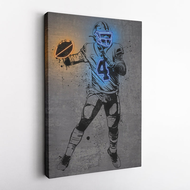 Dak Prescott Neon Canvas Art | Modern Wall Decor for Cowboys Fans - CanvasNeon