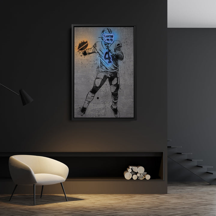 Dak Prescott Neon Canvas Art | Modern Wall Decor for Cowboys Fans - CanvasNeon
