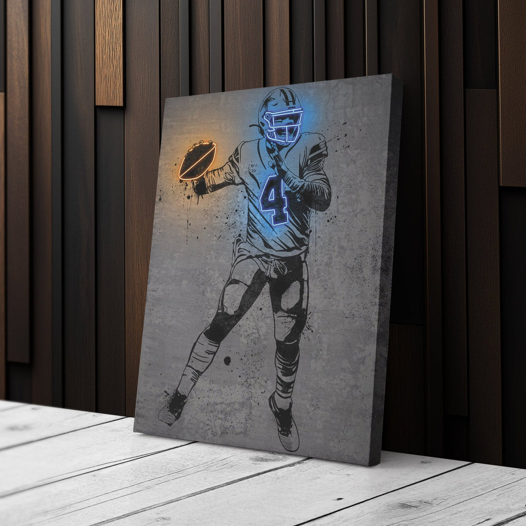 Dak Prescott Neon Canvas Art | Modern Wall Decor for Cowboys Fans - CanvasNeon