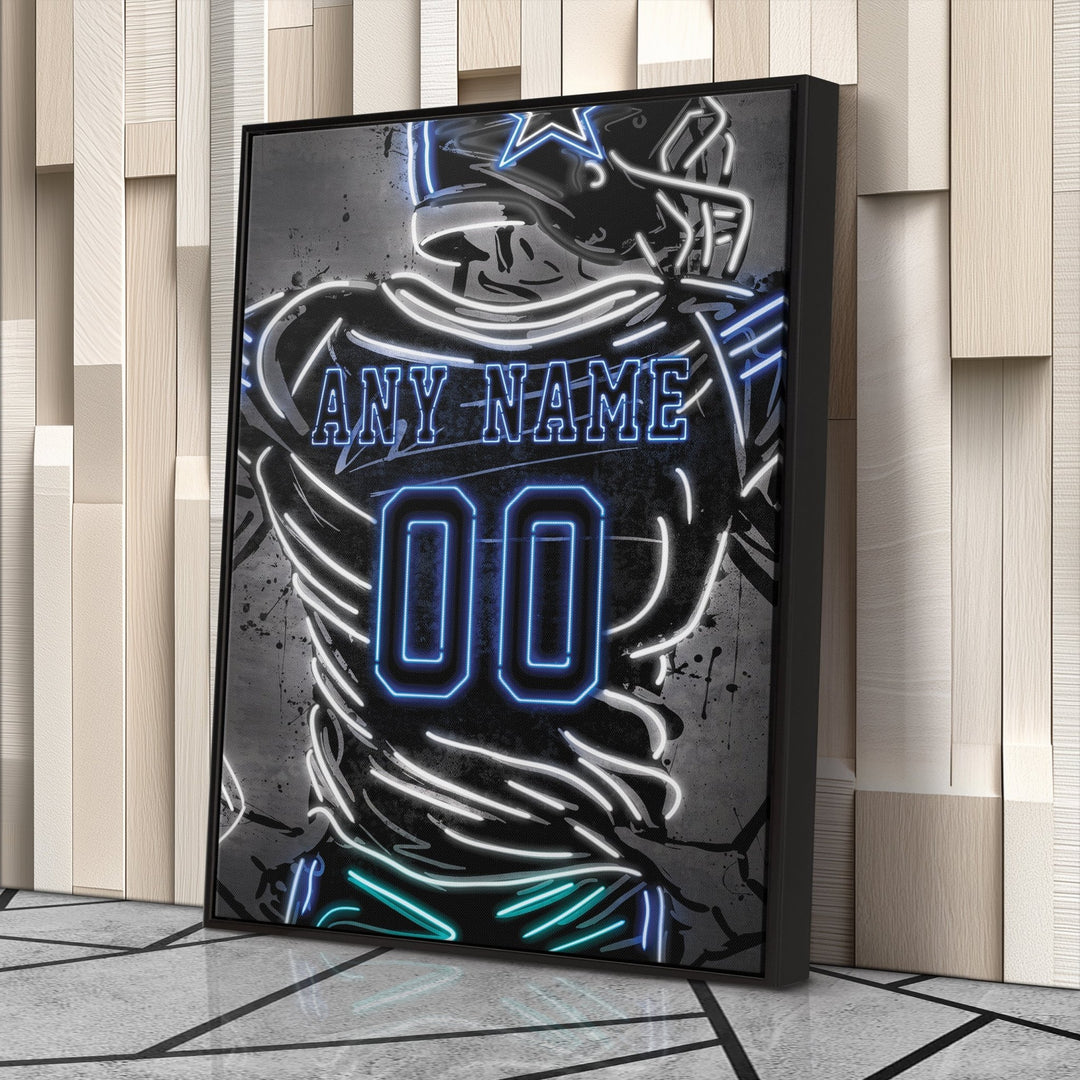 Dallas Cowboys Custom Jersey Canvas | Neon Wall Art - CanvasNeon