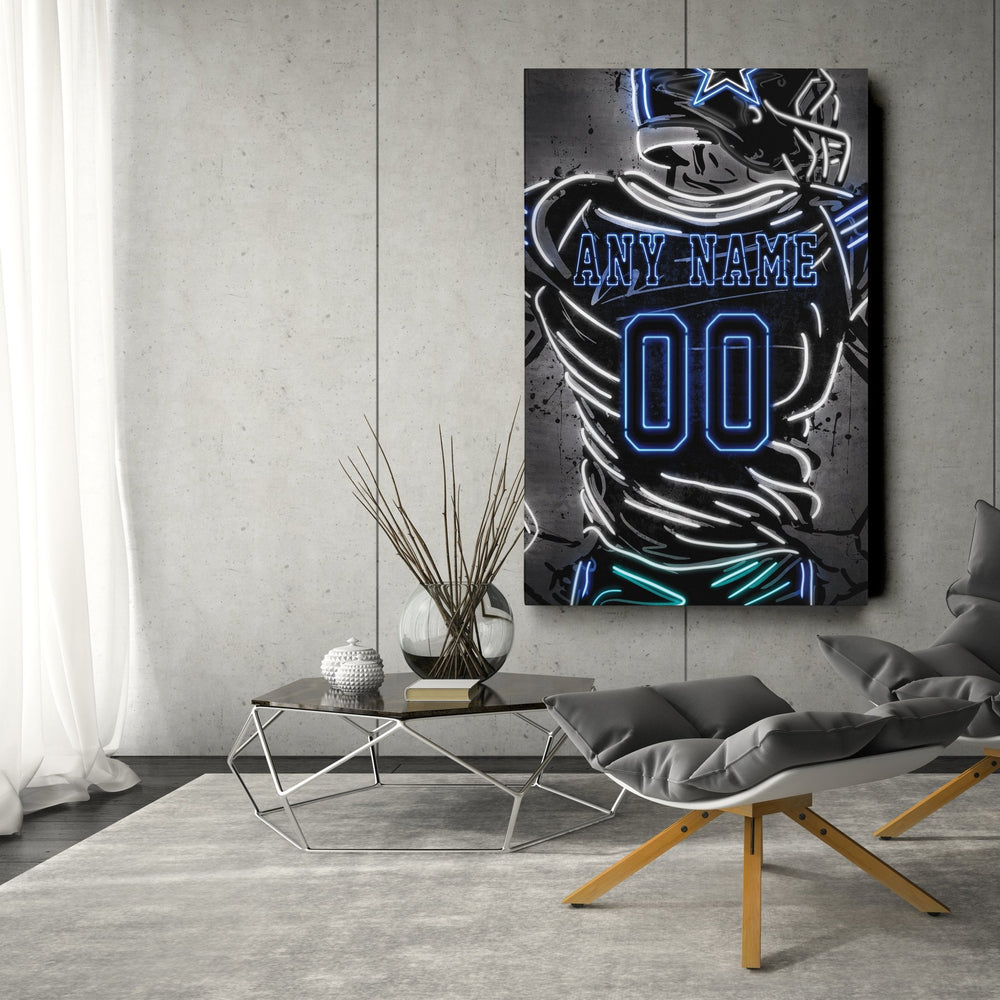 Dallas Cowboys Custom Jersey Canvas | Neon Wall Art - CanvasNeon