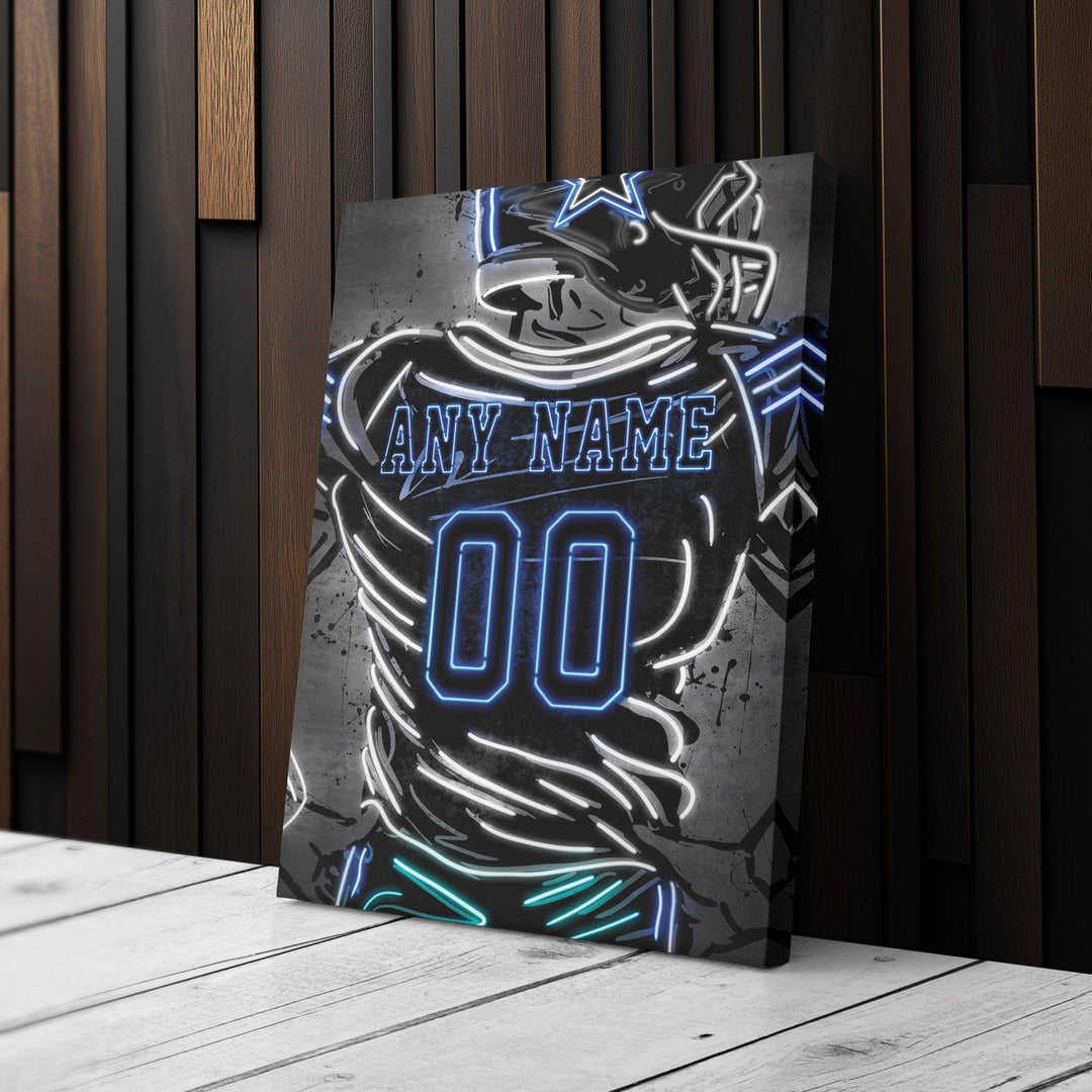 Dallas Cowboys Custom Jersey Canvas | Neon Wall Art - CanvasNeon