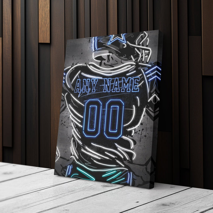 Dallas Cowboys Custom Jersey Canvas | Neon Wall Art - CanvasNeon