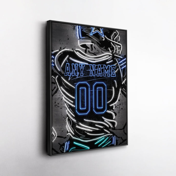 Dallas Cowboys Custom Jersey Canvas | Neon Wall Art - CanvasNeon