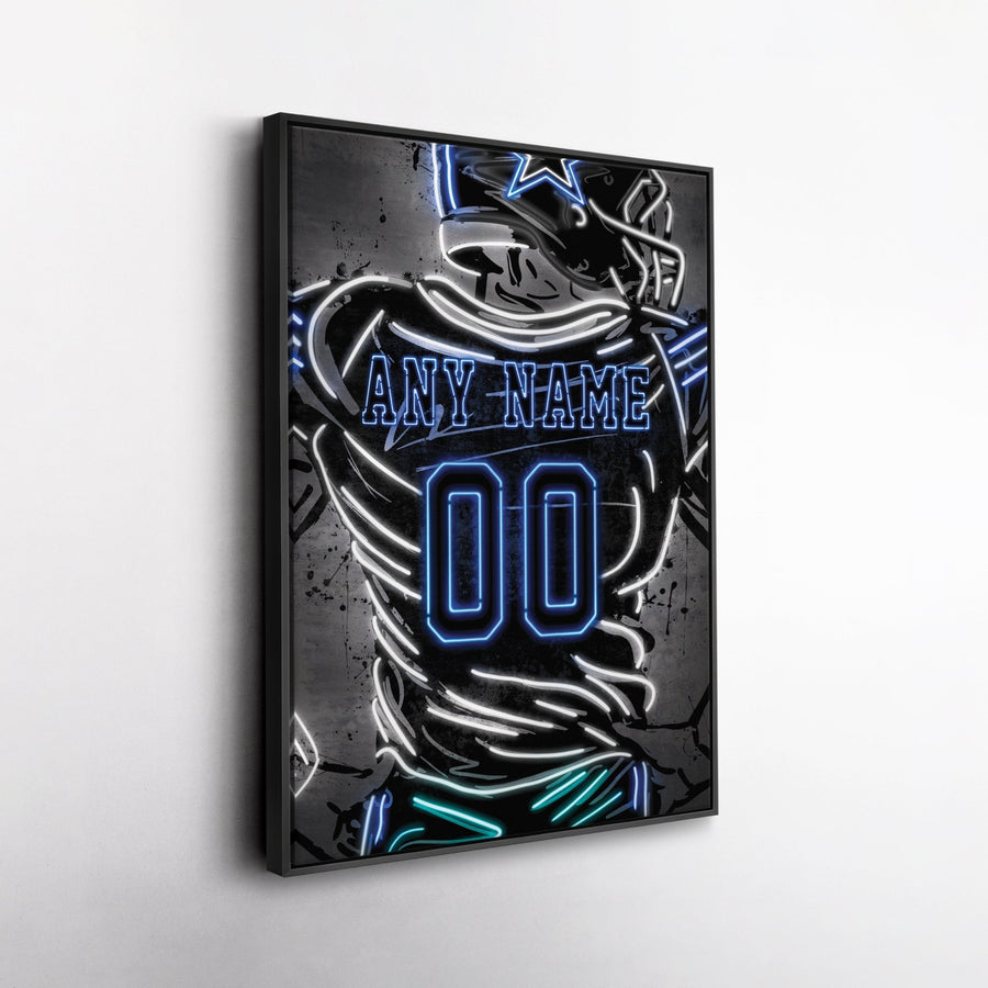 Dallas Cowboys Custom Jersey Canvas | Neon Wall Art - CanvasNeon