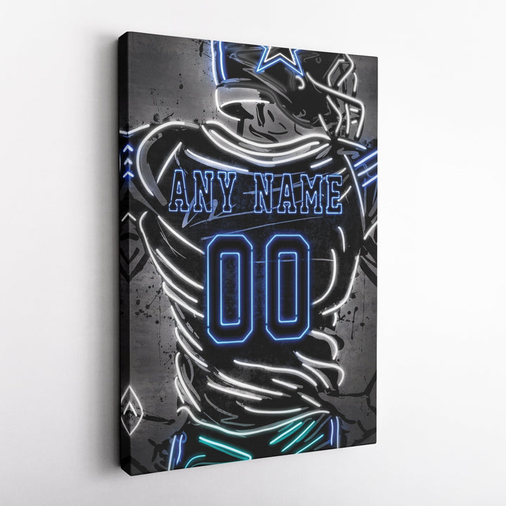 Dallas Cowboys Custom Jersey Canvas | Neon Wall Art - CanvasNeon