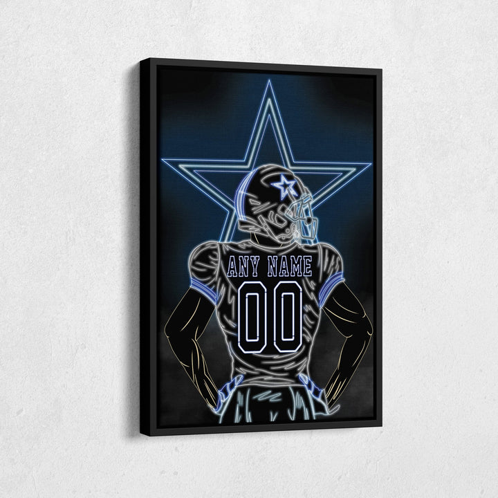 Dallas Cowboys Personalized Jersey Canvas | Neon Wall Art - CanvasNeon