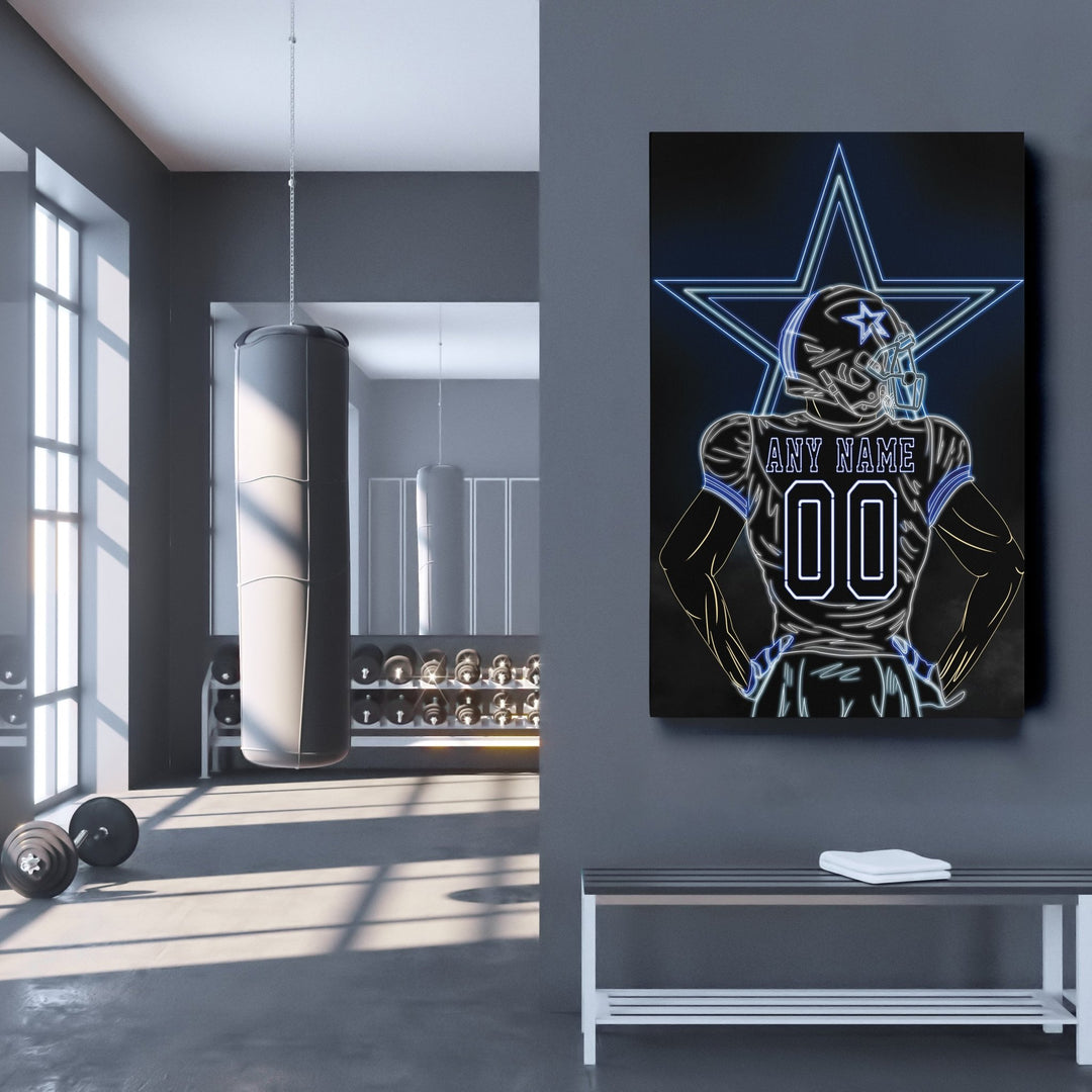 Dallas Cowboys Personalized Jersey Canvas | Neon Wall Art - CanvasNeon