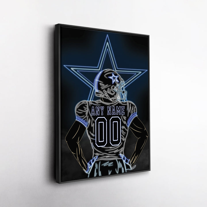 Dallas Cowboys Personalized Jersey Canvas | Neon Wall Art - CanvasNeon