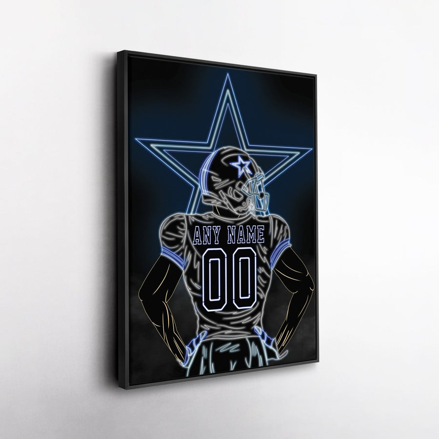 Dallas Cowboys Personalized Jersey Canvas | Neon Wall Art - CanvasNeon