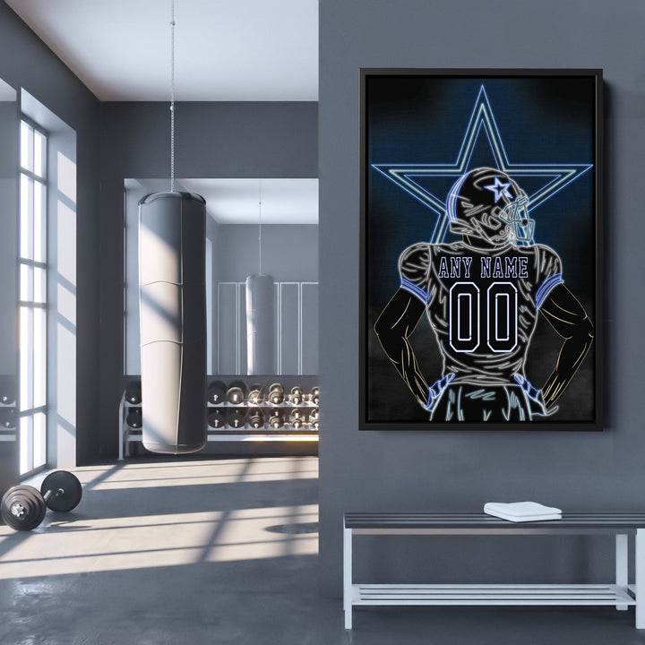 Dallas Cowboys Personalized Jersey Canvas | Neon Wall Art - CanvasNeon
