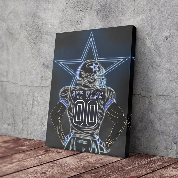 Dallas Cowboys Personalized Jersey Canvas | Neon Wall Art - CanvasNeon