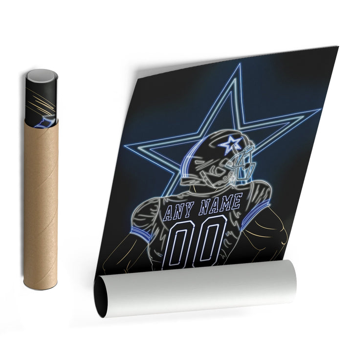 Dallas Cowboys Personalized Jersey Canvas | Neon Wall Art - CanvasNeon