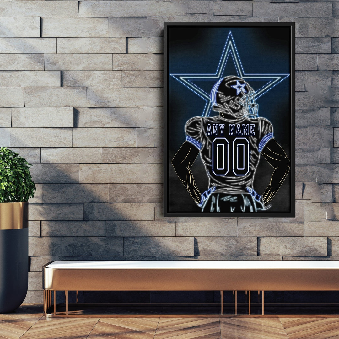 Dallas Cowboys Personalized Jersey Canvas | Neon Wall Art - CanvasNeon