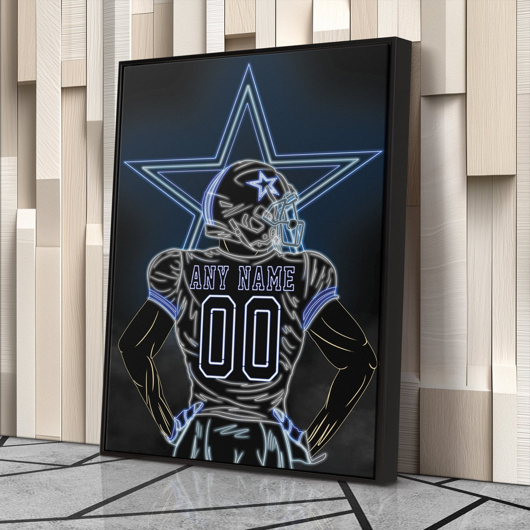 Dallas Cowboys Personalized Jersey Canvas | Neon Wall Art - CanvasNeon