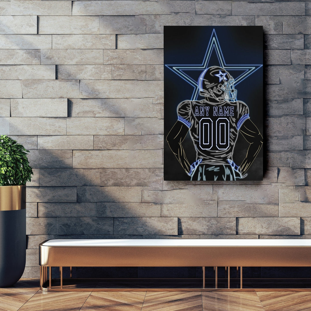 Dallas Cowboys Personalized Jersey Canvas | Neon Wall Art - CanvasNeon