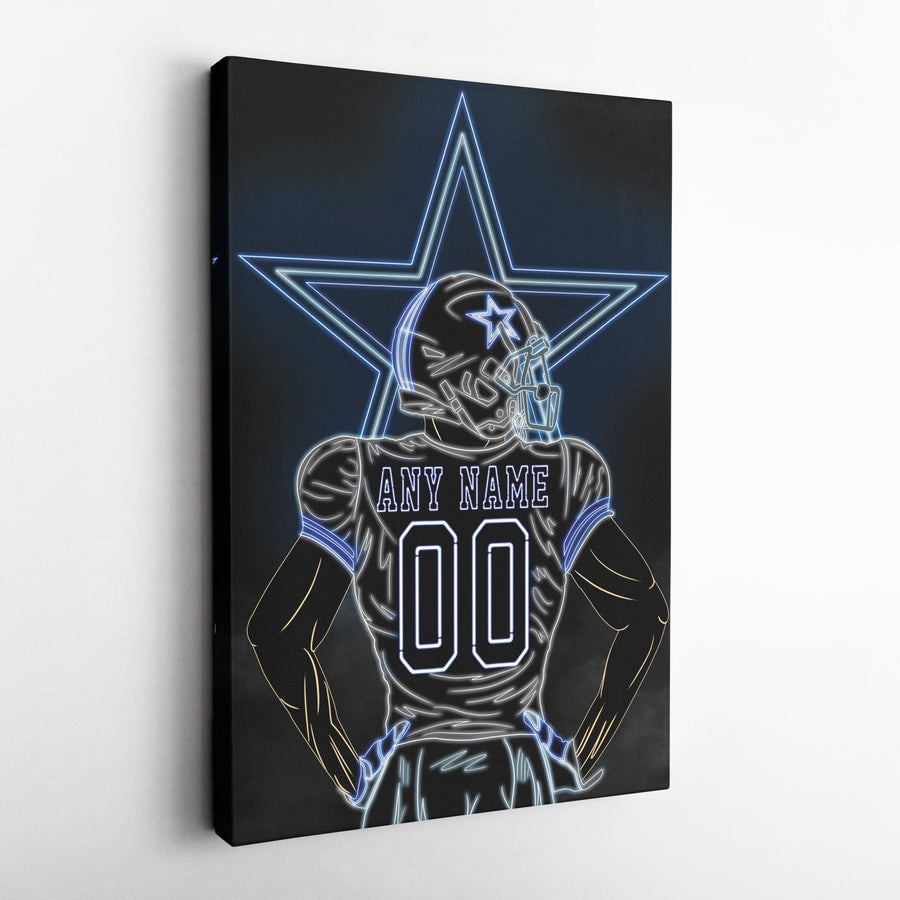 Dallas Cowboys Personalized Jersey Canvas | Neon Wall Art - CanvasNeon