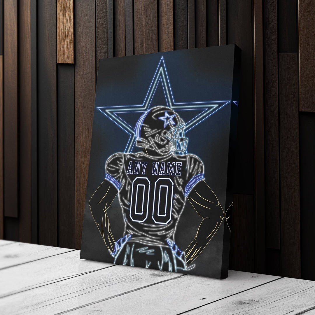 Dallas Cowboys Personalized Jersey Canvas | Neon Wall Art - CanvasNeon