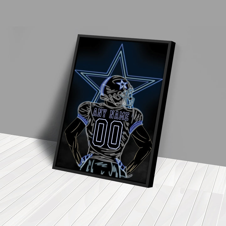 Dallas Cowboys Personalized Jersey Canvas | Neon Wall Art - CanvasNeon