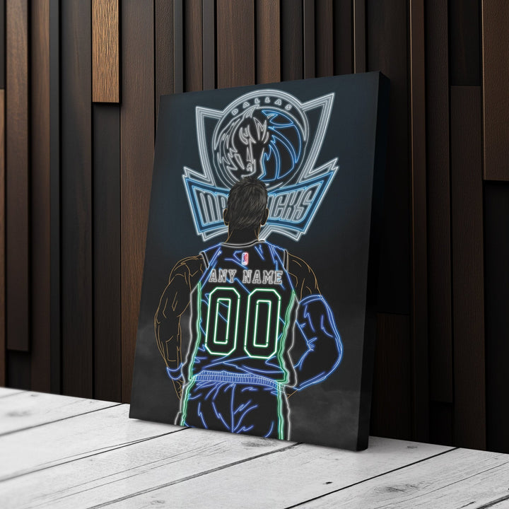 Dallas Mavericks Personalized Jersey Canvas | Neon Wall Art - CanvasNeon
