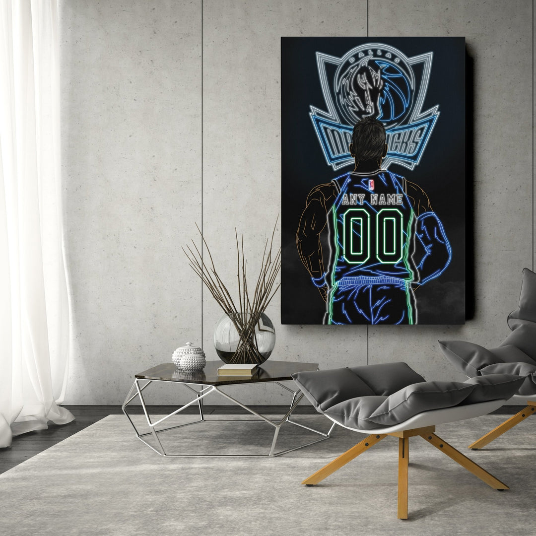 Dallas Mavericks Personalized Jersey Canvas | Neon Wall Art - CanvasNeon