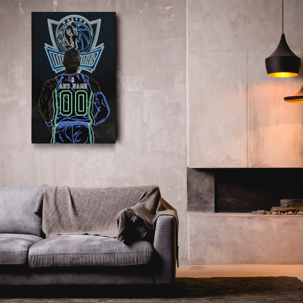 Dallas Mavericks Personalized Jersey Canvas | Neon Wall Art - CanvasNeon