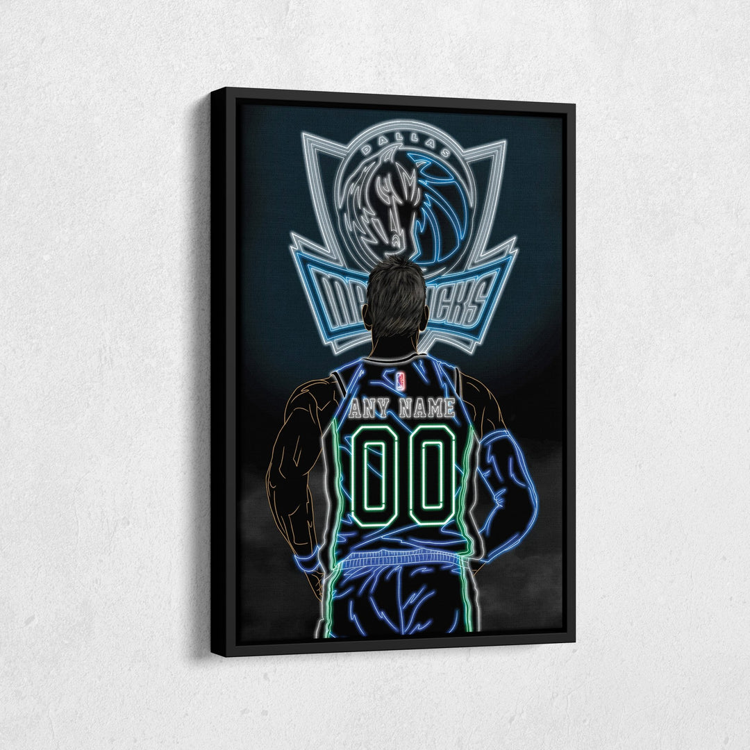 Dallas Mavericks Personalized Jersey Canvas | Neon Wall Art - CanvasNeon