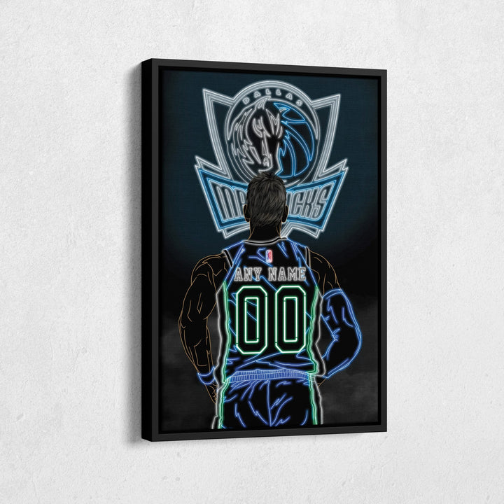 Dallas Mavericks Personalized Jersey Canvas | Neon Wall Art - CanvasNeon