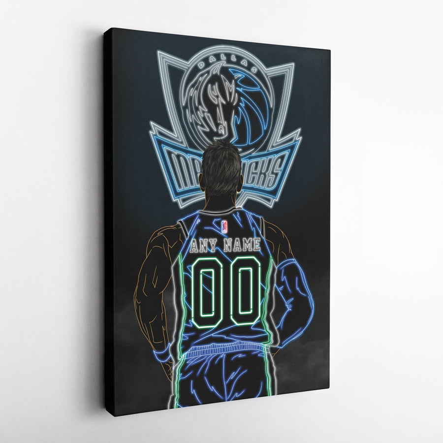 Dallas Mavericks Personalized Jersey Canvas | Neon Wall Art - CanvasNeon