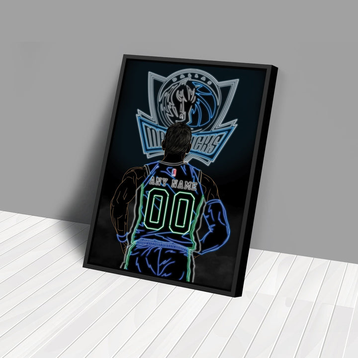 Dallas Mavericks Personalized Jersey Canvas | Neon Wall Art - CanvasNeon