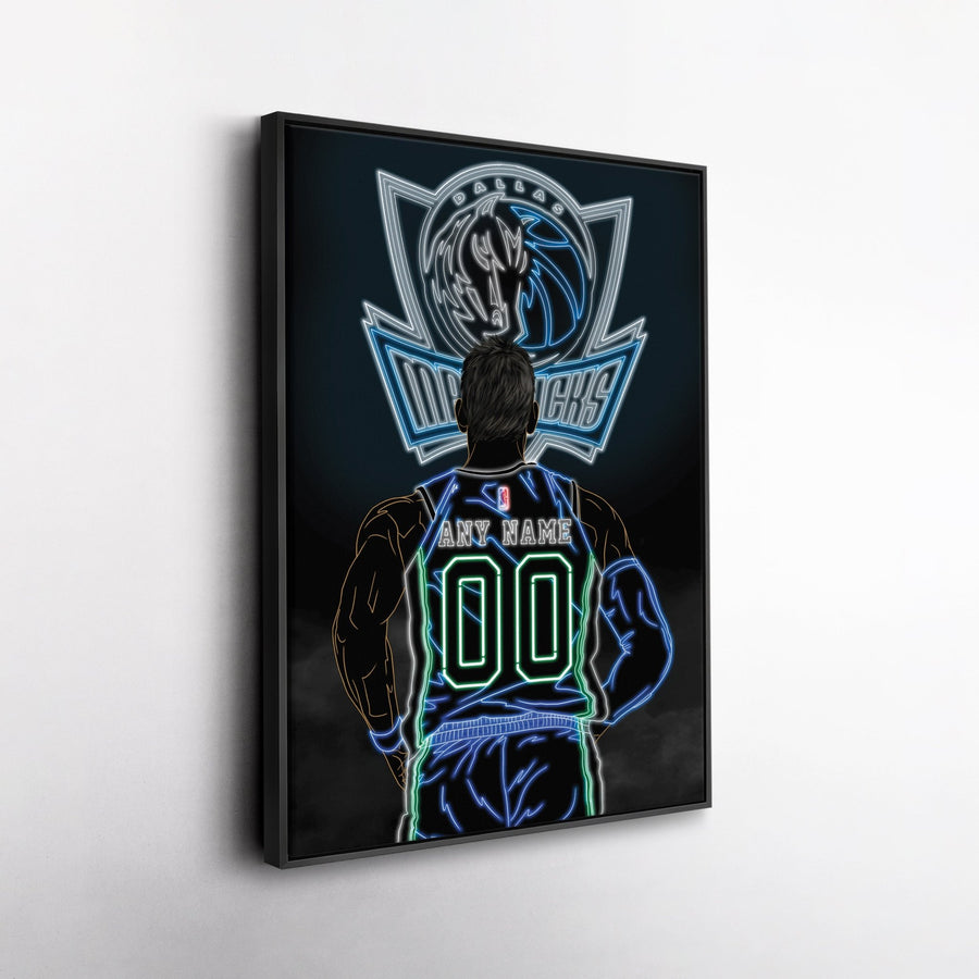 Dallas Mavericks Personalized Jersey Canvas | Neon Wall Art - CanvasNeon
