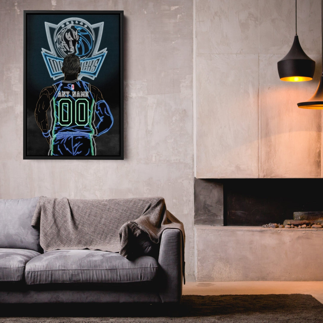 Dallas Mavericks Personalized Jersey Canvas | Neon Wall Art - CanvasNeon