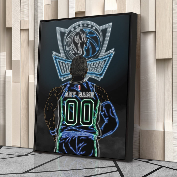 Dallas Mavericks Personalized Jersey Canvas | Neon Wall Art - CanvasNeon