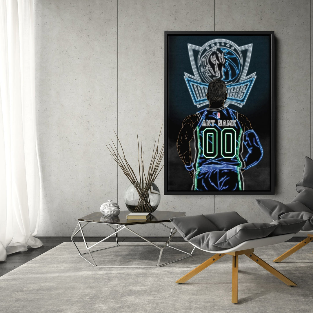 Dallas Mavericks Personalized Jersey Canvas | Neon Wall Art - CanvasNeon