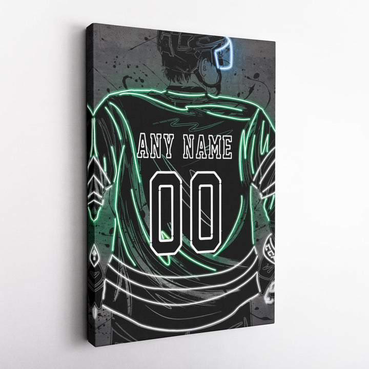 Dallas Stars Custom Jersey Canvas | Neon Wall Art - CanvasNeon