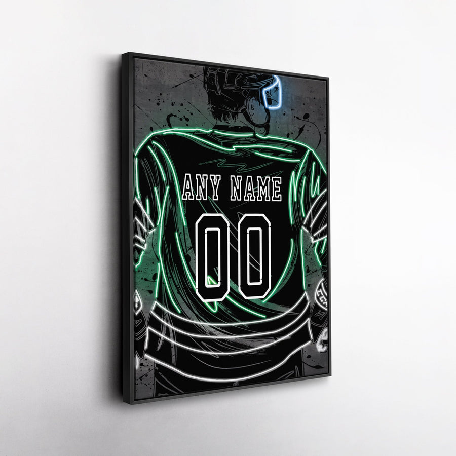 Dallas Stars Custom Jersey Canvas | Neon Wall Art - CanvasNeon