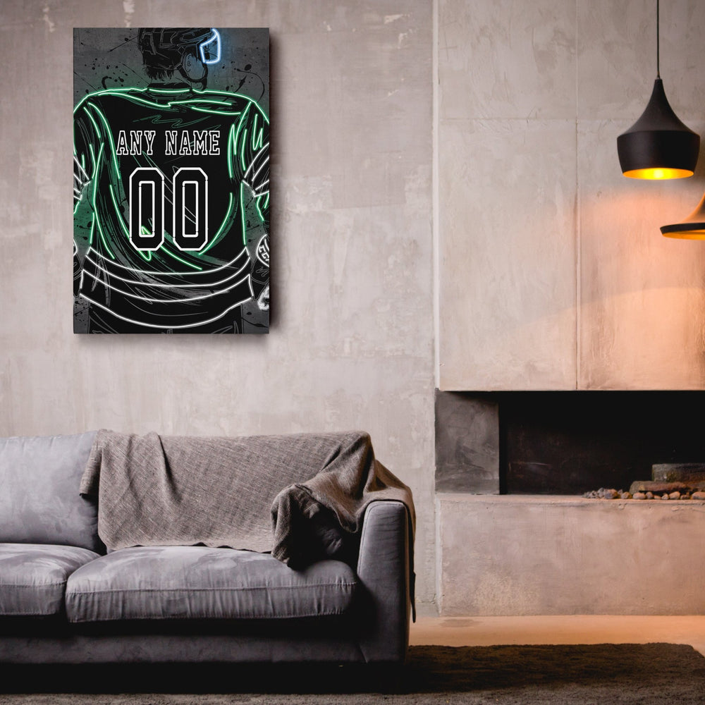 Dallas Stars Custom Jersey Canvas | Neon Wall Art - CanvasNeon