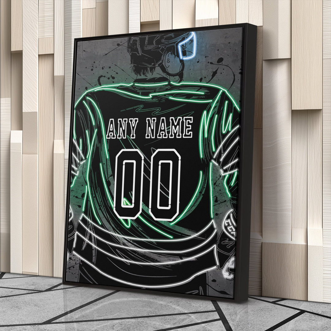 Dallas Stars Custom Jersey Canvas | Neon Wall Art - CanvasNeon