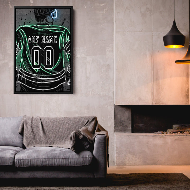 Dallas Stars Custom Jersey Canvas | Neon Wall Art - CanvasNeon