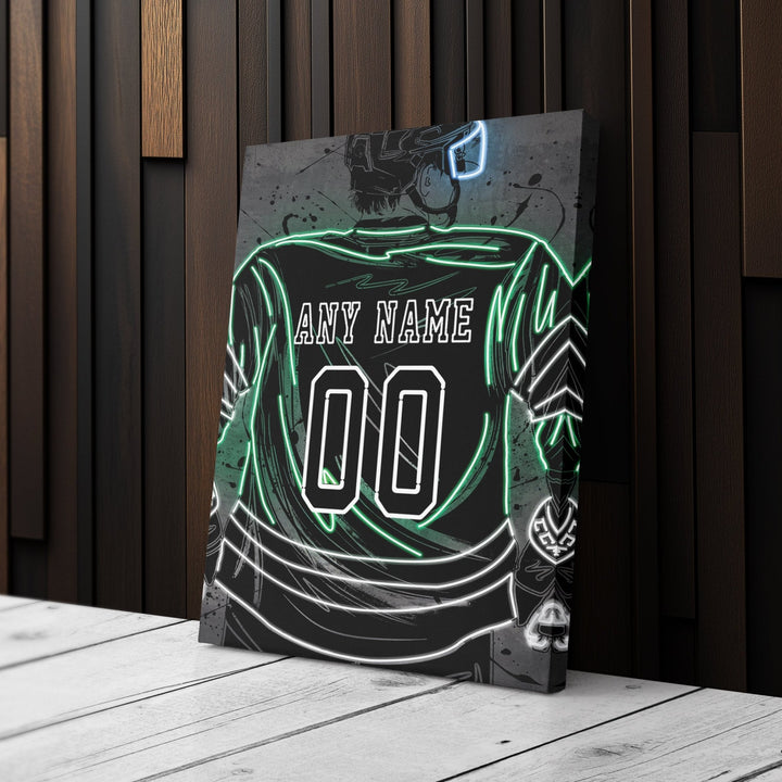 Dallas Stars Custom Jersey Canvas | Neon Wall Art - CanvasNeon