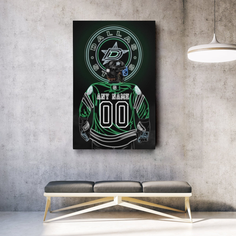Dallas Stars Personalized Jersey Canvas | Neon Wall Art - CanvasNeon