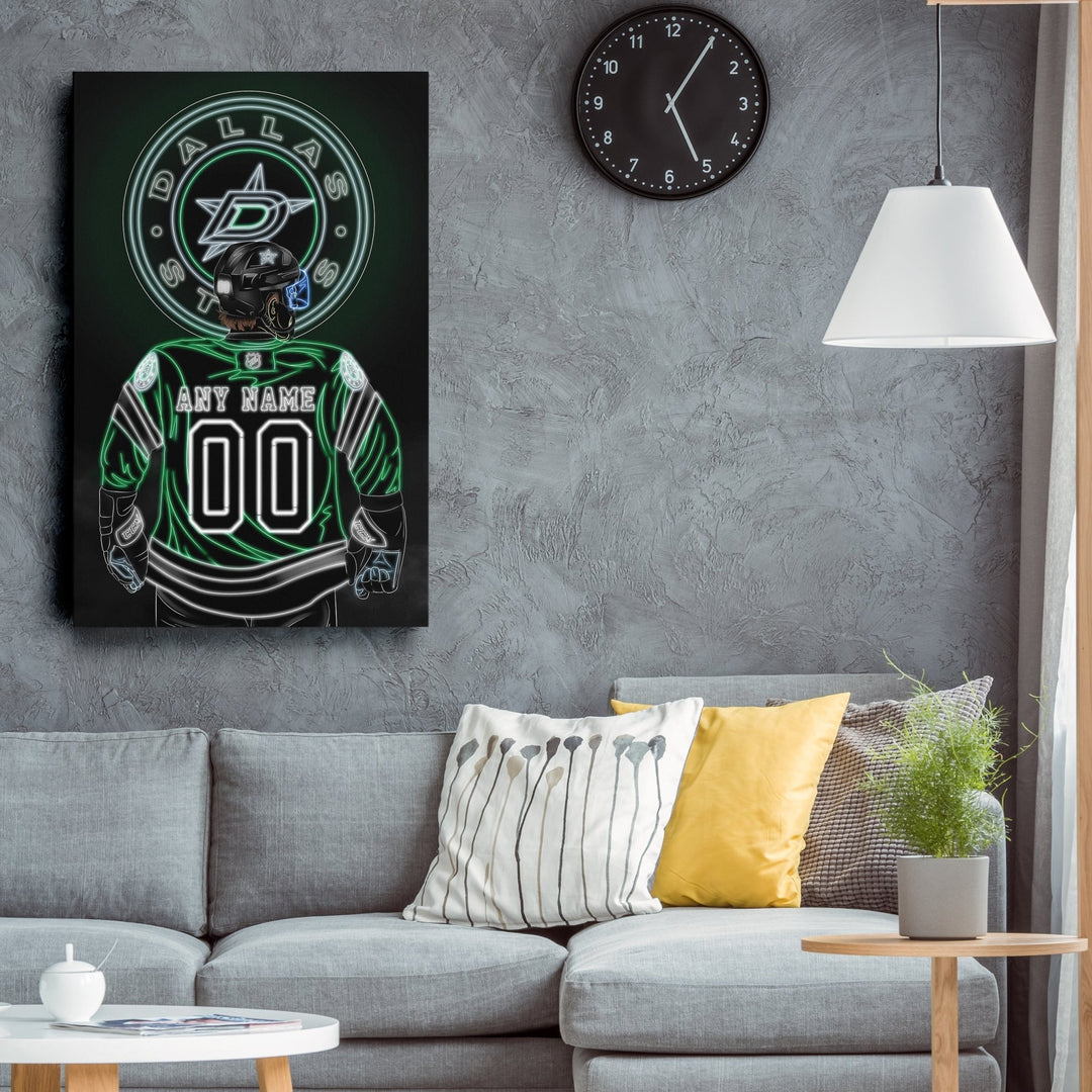 Dallas Stars Personalized Jersey Canvas | Neon Wall Art - CanvasNeon