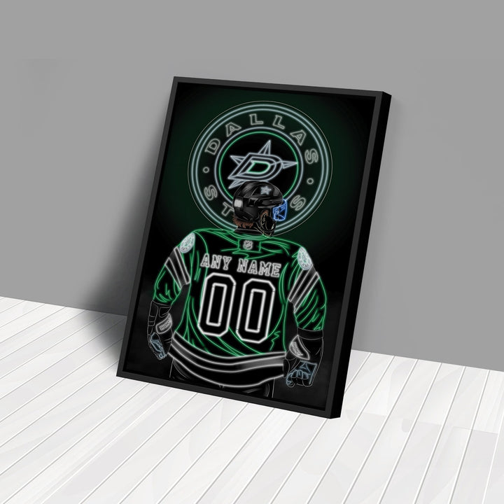 Dallas Stars Personalized Jersey Canvas | Neon Wall Art - CanvasNeon